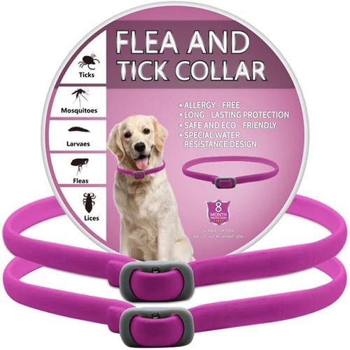 Jfkjg-Collier Anti Puces Pour Chien 2 Pièces Anti Tiques Pour Chien Réglable Et Imperméable Sûr Et Naturel Longueur 65cm Protection 8 Mois Pour Chiens De Petite Moyenne Et Grande Taille