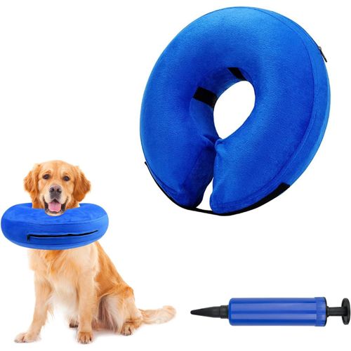 Jfkjg-Collerette, Collerette Chien Gonflable Anti Lechage, Colliers De Récupération Gonflables Pour La Cicatrisation Des Plaies Et Empêcher Mordre Ou De Gratter(Blue M)