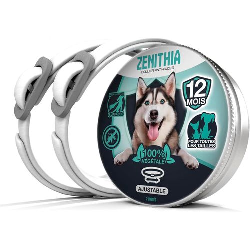 Jfkjg-Collier Anti Puces Pour Chien - Collier Anti Puce Chien - Anti Tiques Haute Qualité - 12 Mois De Protection - 65cm Réglable Toutes Tailles - 100% Naturel - Imperméable Déperlant (2 Unités)