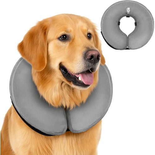 Jfkjg-Collerette Chien Gonflable Collier Pour Animal De Compagnie Collier Gonflable Réglable Collerette Chien Adapté Aux Blessures Des Animaux De Compagnie Et À La Récupération Chirurgicale, Etc (Gri