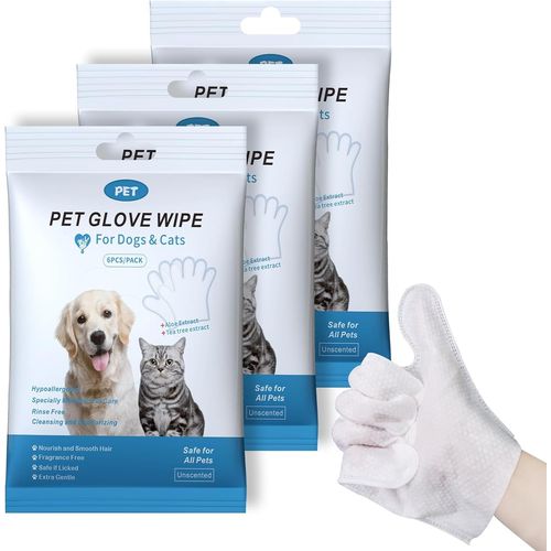 Jfkjg-Lot De 3/18 Serviettes De Toilettage Pour Animaux De Compagnie, Gants De Toilettage Et Désodorisants, Lingettes Pour Le Toilettage Quotidien Pour Chat, Sans Odeur Et Sans Parfum