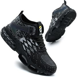 Kjakl-Chaussures De Sécurité Hommes Montante Imperméable Femmes Bottines De Sécurité Confortable Antidérapante Chaussures De Travail Lacet À Bouton Pivotant