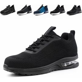 Kjakl-Chaussures De Sécurité Hommes Basket De Securite Femme Embout Acier Antidérapante Légère Coussin D'air Absorption Chaussures De Travail Noir Bleu Gris Eu36-48