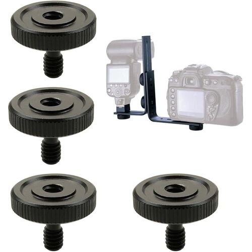 4pcs Vis à Oreilles Vis pour Trépied Appareil Photo à Dégagement Rapide 1/4 Pouce Adaptateur de Boulon Support en L pour Trépieds Enregistreurs Caméscopes Appareils Photo