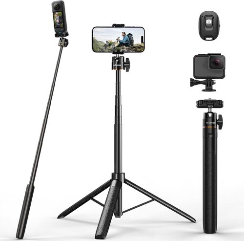 162cm Téléphone Mobile Caméra Selfie Rod Trépied, Trépied D'enregistrement Vidéo Extensible avec Télécommande sans Fil, DJI Osmo Sport Camera Portable Voyage Trépied