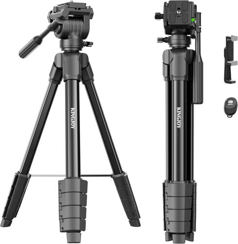 Trépied léger de 154 cm pour appareil photo reflex numérique Canon, Nikon, trépied de voyage avec télécommande, support de téléphone, sac de trépied, noir, charge maximale de 5 kg