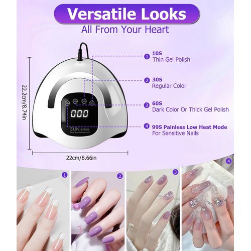 Senior-Lampe Uv Ongles Gel 320w, Lampe Uv Ongles Led Avec 72 Perles, Capteur Automatique, 4 Minuteries, Écran Digital, Lampe Led Ongle Pour Manucure Maison/Salon, Séchage Rapide Ongles Gel[L198] 