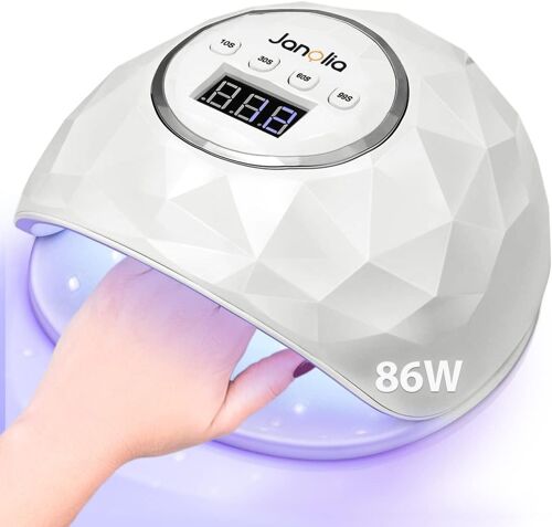 Lampe Uv Led Ongles Gel, 86w Séchoir À Ongles Avec 4 Réglages, 10s Séchage Rapide, Machine Ongle Gel Automatique Pour Gel Vernis Nail Art, Cadeau De L'avent/Noël/Thanksgiving (Blanche) 