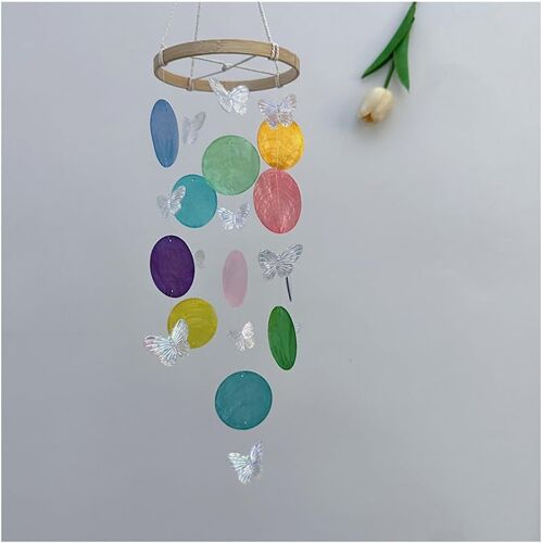 Carillon éolien coquillage coloré carillon nacré coquillage attrape-rêves coloré carillon éolien pendentif décoratif pour fenêtre,mur,chambre,terrasse,balcon,extérieur,maison,décoration.