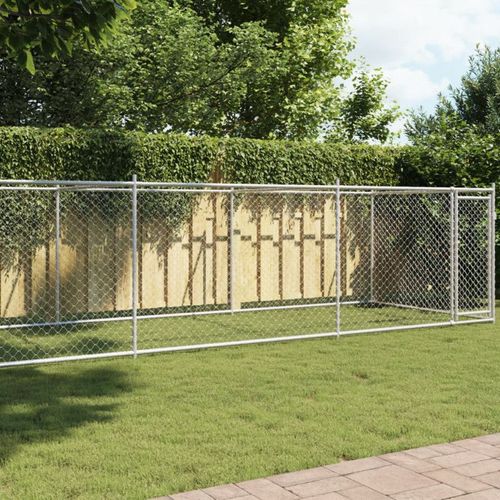 Vidaxl Cage Pour Chien Avec Porte Gris 8x2x1,5 M Acier Galvanisé