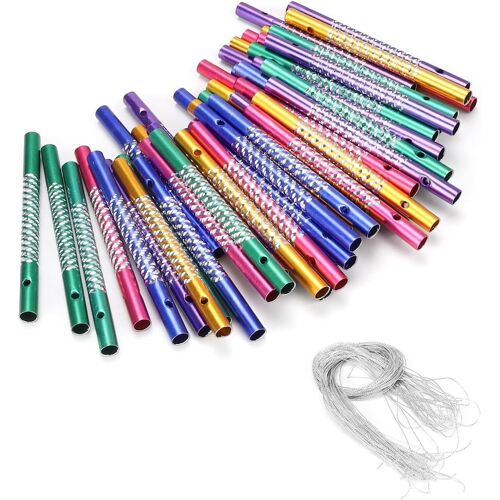 50 Pièces Carillon à Vent Couleur,Carillons Éoliens Exterieur,Carillon à Vent Personnalisé,avec 20 Fils e 50 Tubes Aluminium Sonores,pour Décoration Jardin,Halloween,Chambre Enfant