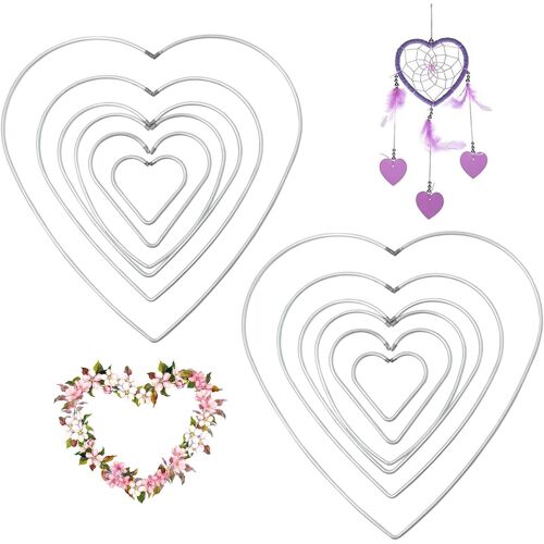 12 Pièces Creative Métal en Forme de Coeur Anneaux en Métal Macramé Bague Anneaux Attrape Rêve en Métal Anneau Dream Catcher en Métal pour Cerceaux de Fleurs DIY,Tenture Murale