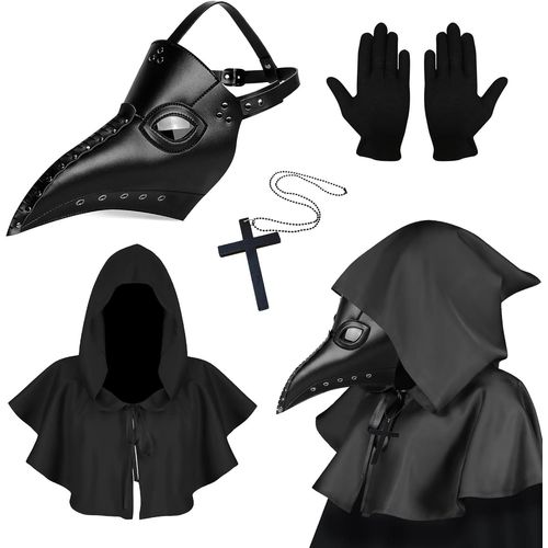 Cauc-Masque Gothique De Médecin De La Peste, Masque Rétro De Style Steampunk Pour Cosplay, Masque À Bec Et Gants Noirs, Accessoires Pour Déguisement D¿Halloween
