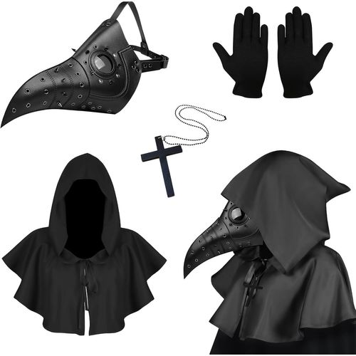 Cauc-Masque Gothique De Médecin De La Peste, Masque Rétro De Style Steampunk Pour Cosplay, Masque À Bec Et Gants Noirs, Accessoires Pour Déguisement D¿Halloween