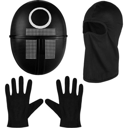 Masque The Game + Cagoule + Gants Noirs + 1x Carte De Jeu Pour Halloween,Mardi Gras & Carnaval Comme Costume Pour Hommes & Femmes.[J55]