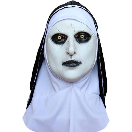 Le Masque De Nonne,Nonne Effrayante D'halloween Masques En Latex Effrayants Avec Foulard Voile Masque De Cosplay Accessoires De Prank Party Cosplay Halloween