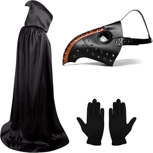 Masque De Médecin De La Peste D'halloween-Accessoires De Costume De Médecin De La Peste-Masque D'halloween Steampunk-Masque Long Avec Gants-Manteau À Capuche Pour Halloween Cosplay.[J458]
