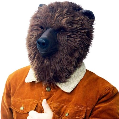 Masque En Peluche Ours Brun Masques Réaliste En Latex Animal Tête Déguisement Pour Halloween Fête Parade De Carnaval