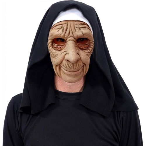 Horreur Nonne Masque,Halloween Horreur Latex Masque Avec Foulard Casque,Nonne Effrayante D'halloween Effrayant Cosplay Masque,Masque De Terreur D'halloween Pour Costume Cosplay.[J99]