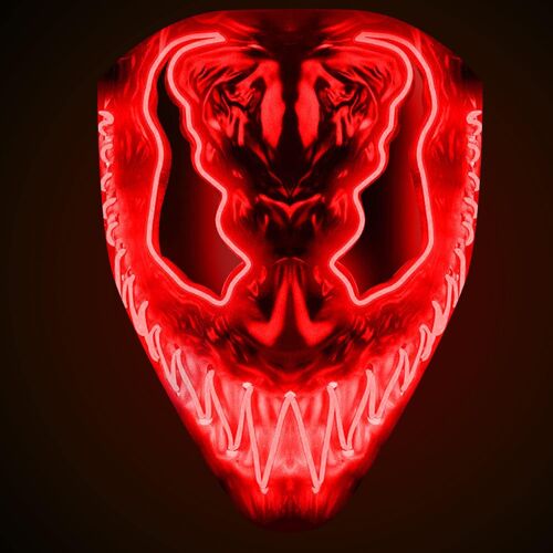 1 paquet, rouge - Masque LED | Bleu cauchemar | Qualité supérieure | Plastique dur | Masque facial LED | Cosplay | Halloween | Néon | Horreur | Amusant