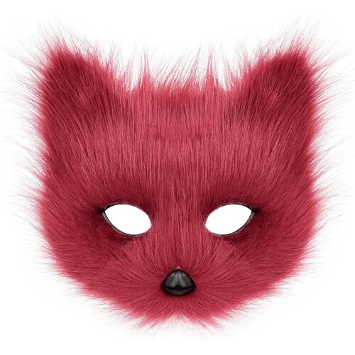 Masque Animal Renard Loup Halloween Fête Cosplay Costumes Accessoires Peluche Chat Demi-Visage Masque Carnaval Noël Mascarade.[J265]