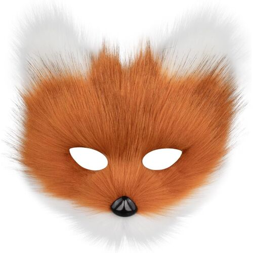 Masque Animal Renard Loup Halloween Fête Cosplay Costumes Accessoires Peluche Chat Demi-Visage Masque Carnaval Noël Mascarade.[J263]
