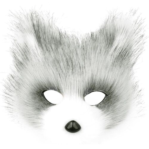 Masque Animal Renard Loup Halloween Fête Cosplay Costumes Accessoires Peluche Chat Demi-Visage Masque Carnaval Noël Mascarade.[J266]