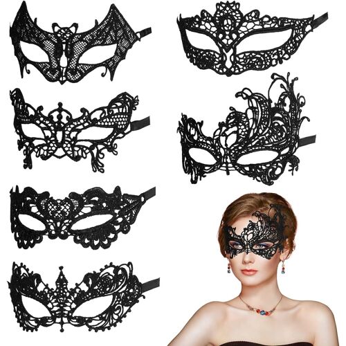 KALANKA-Lot de 6 masques vénitiens Mardi Gras pour bal masqué en dentelle homme et femme