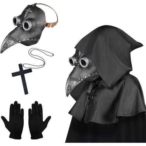 Masque De Médecin De La Pest-Masque D'oiseau Steampunk-Costume D'halloween Pour Homme-Costume De Médecin De La Peste-Adulte-Masque D'halloween Doré Avec Gants Et Cape À Capuche Pour.[J121]