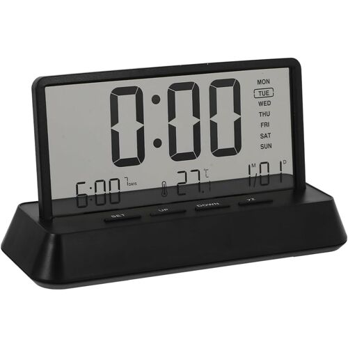 Réveil numérique LCD avec 3 alarmes, affichage transparent de la température, de la date, de la semaine, de la répétition, du bureau, simple et portable, facile à utiliser pour la décoration