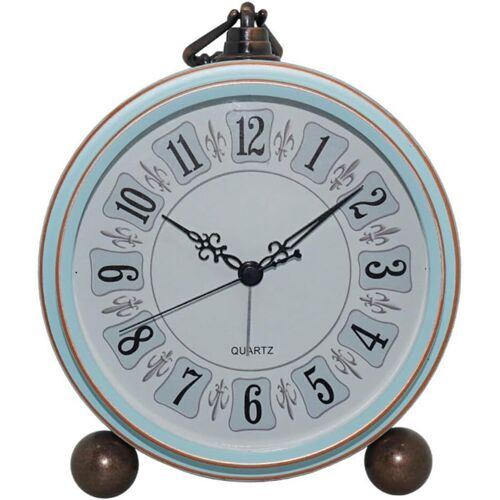 Reveil Vintage sans Tic-tac, Réveil de Chevet à l'Ancienne Métal Reveil Classique Rétro Voyage Horloges Pendulettes de Bureau Elégant Déco Silencieuse Horloge de Table Chevet Chambre Bureau