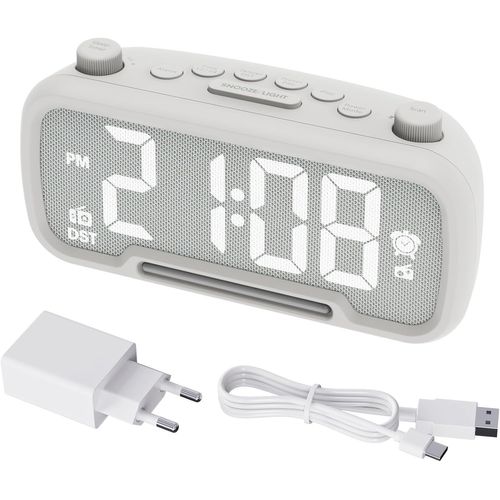 TIANYI-Radio-Réveil avec Veilleuse, Réveil Numérique avec Bluetooth,FM Radio Réglable 16 Niveaux de Volume et 5 Niveaux de Luminosité, USB & Type-C 2 Port de Charge Horloge Numérique pour Chambre/Sal