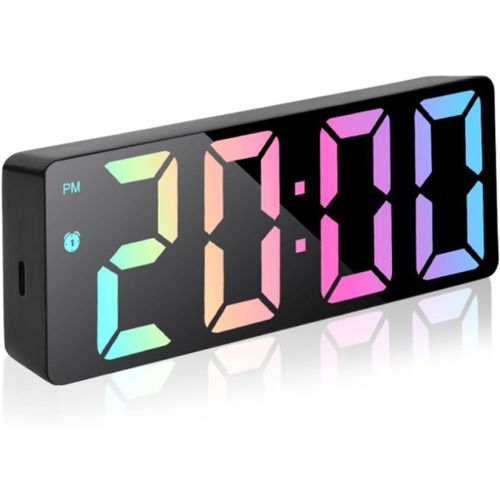 1 Pièces Réveil Numérique LED Horloge Digitale,Reveil Matin avec Température,Date,Luminosité Réglable,Snooze,Pendules Électroniques Gros Dormeur pour Chambre Bureau Salon