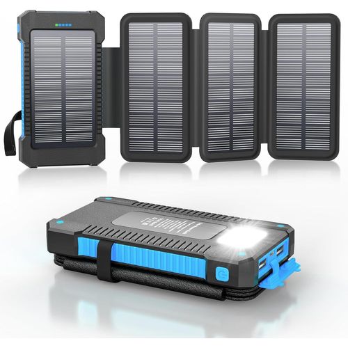 Chargeur Solaire 26800 Mah Avec 4 Panneaux Solaires, Batterie Externe Solaire Étanche Avec Charge Rapide Usb-C 18w Pour Téléphones Portables, Tablettes, Ordinateurs.