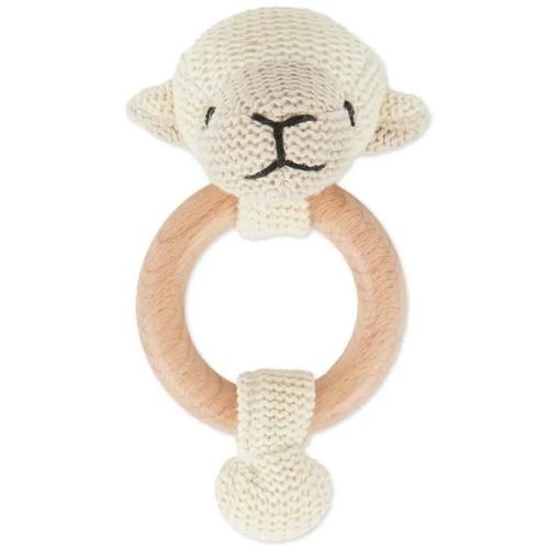 Bieco Hochet Crochet Mouton Avec Anneau En Bois - Hochet Bébé 1 Mois Anneau De Dentition Bébé Avec Hochet Anneaux De Préhension