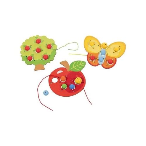 Goki Fädelspiel Obstgarten, 3 Motive (Apfel, Baum, Schmetterling)