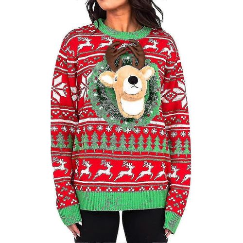 (Petits Enfants, Mâles, Renne) Pull De Noël Unisexe En Tricot, Moche, Nouveauté, Poupée Mignonne 3d, Pulls Amusants Pour Fêtes, Pull De Vacances, Top-Zong