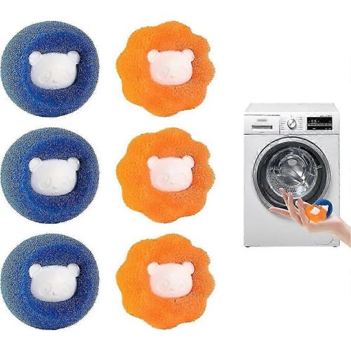 Lot de 6 boules de lavage réutilisables anti-enchevêtrement pour poils d'animaux, pour machine à laver et sèche-linge