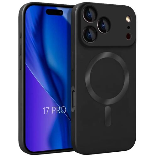 Coque pour iPhone 17 Pro, Silicone Liquide Protection Slim Anti-Rayures avec Anneau Magnétique Noir - EFConnection