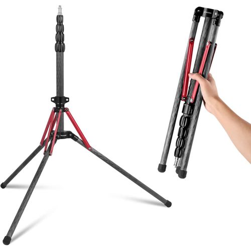 Neewer Support de Lumière en Fibre de Carbone avec Pieds Réversibles à 180°, Adaptateur à Vis 1/4" à 3/8", 220cm Trépied de Voyage pour Photographie en Plein Air Speedlite Strobe Softbox, ST210R