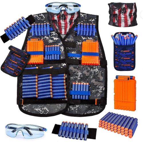 Gilet Tactique Pour Enfant, Serie De Pistolets Nerf, Avec Accessoires.