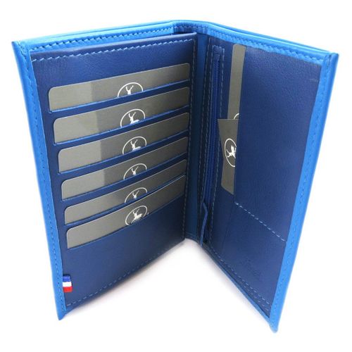 Portefeuille Cuir 'Frandi' bleu 2 tons (cartes +)