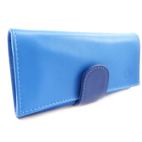Grand porte-monnaie Cuir 'Frandi' bleu 2 tons