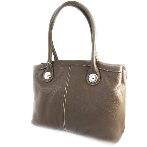 Sac cuir 'Jacques Esterel' taupe grainé