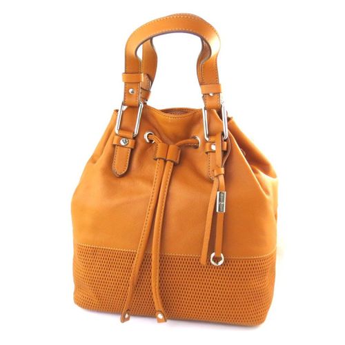 PROMOTION ! Sac bourse cuir 'Gianni Conti' orange paprika - 26x25x20 cm