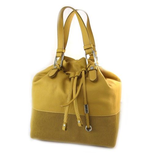 PROMOTION ! Sac bourse cuir 'Gianni Conti' jaune mangue - 26x25x20 cm