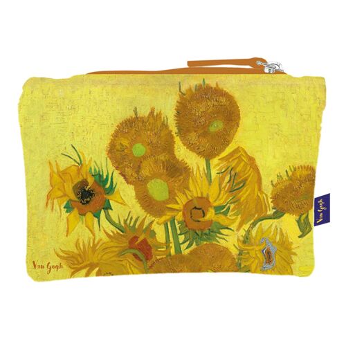 PROMOTION ! Trousse plate coton 'Vincent Van Gogh' (Les Tournesols) - 20x15 cm