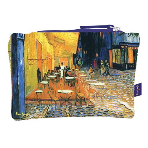 PROMOTION ! Trousse plate coton 'Vincent Van Gogh' (Terrasse du café le soir) - 20x15 cm