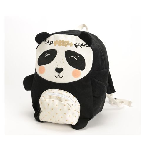 PROMOTION ! Sac à dos créateur 'Panda' noir beige - 31x23x12 cm