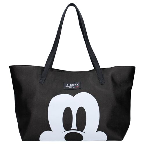 PROMOTION ! Sac shopping créateur 'Mickey' noir blanc - 55x34x18 cm